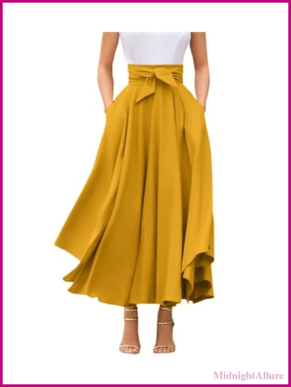 High Waisted Side Slit Bohemian Maxi Skirt with Pockets